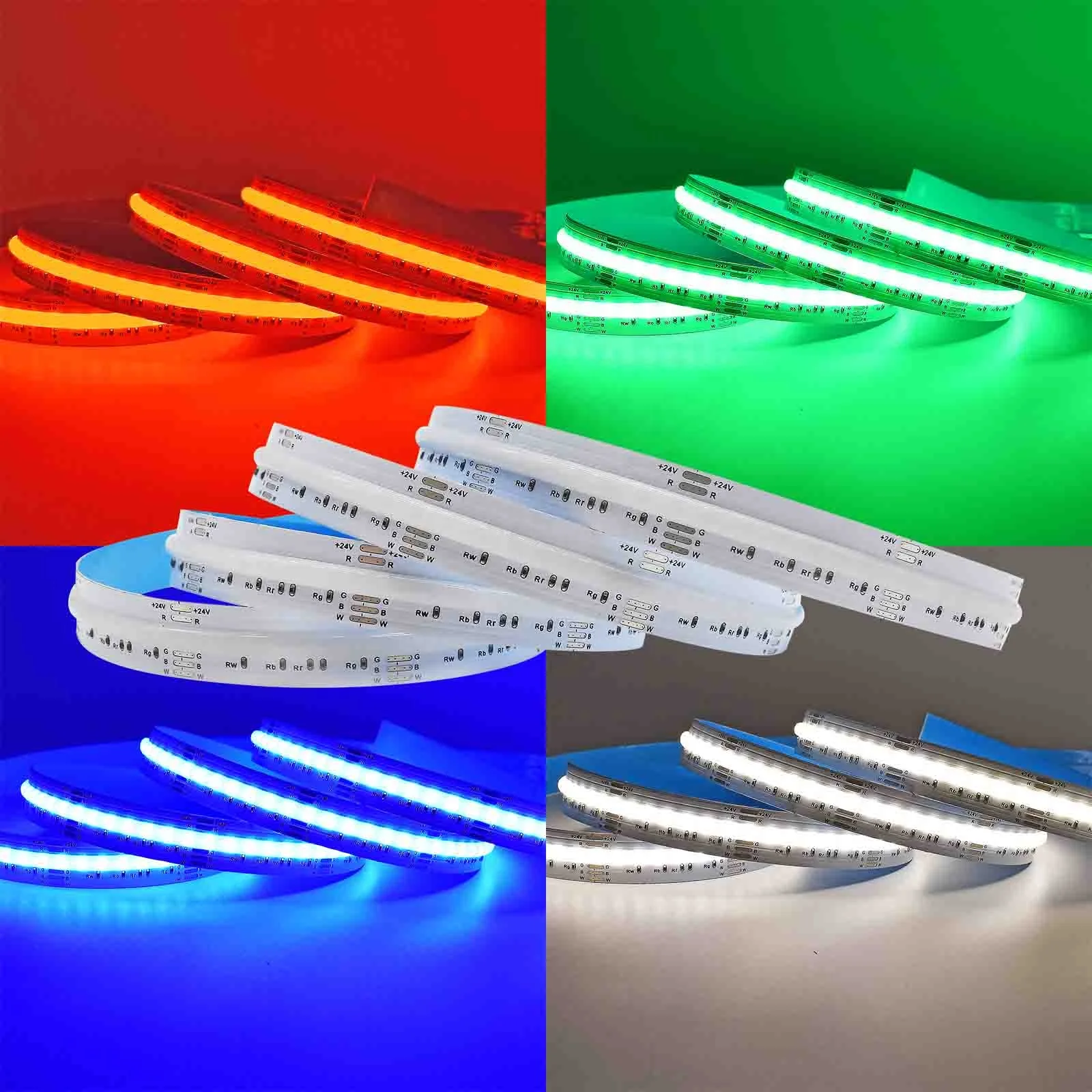 Dotless RGBWWCW COB LED Stripe High Density 840chips/m RGBWW FOB Lights RGBCCT LED Rope RGBIC LED Bar Profile Lighting