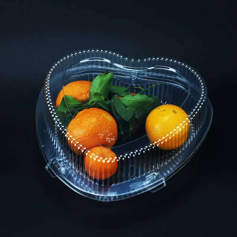 
Heart Shape clamshell blister packaging butterfly fruit tray 