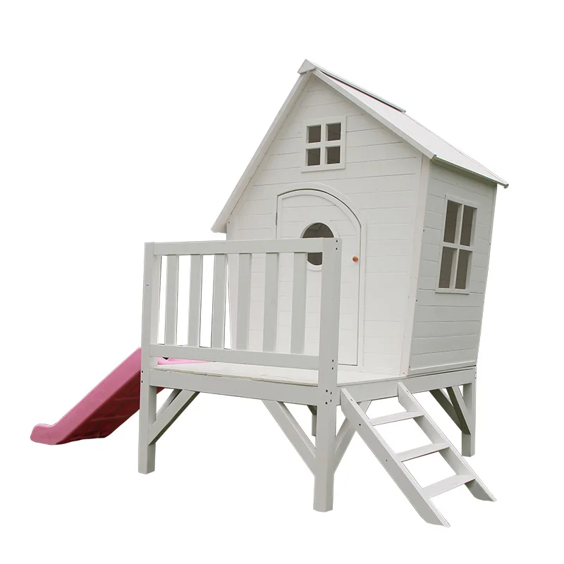 Wood Frame Playhouses outdoor playground home kids and children backyard wooden play swing set with climber