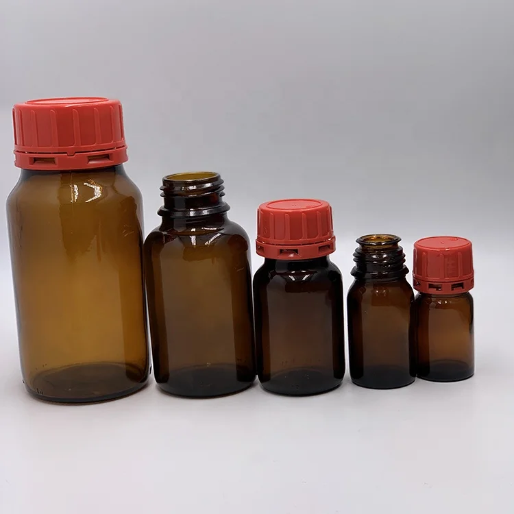 Wholesale Multi-Capacity Anti-theft Cover Leak Proof Glass Chemical Reagent Bottle with Narrow Mouth for Lab Use