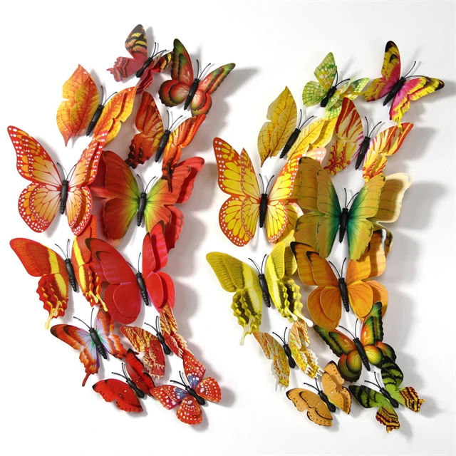 
3D Double Layer Decorative Butterfly Wall Decoration Butterfly Background Wall Stickers 