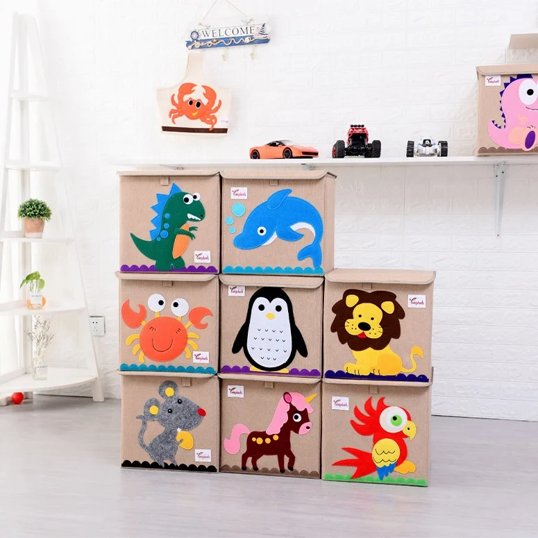 Factory Direct Sale Kids & Teen Foldable Fabric Storage Boxes Square Toy Organizer for Clothing Square Kids Cabinets