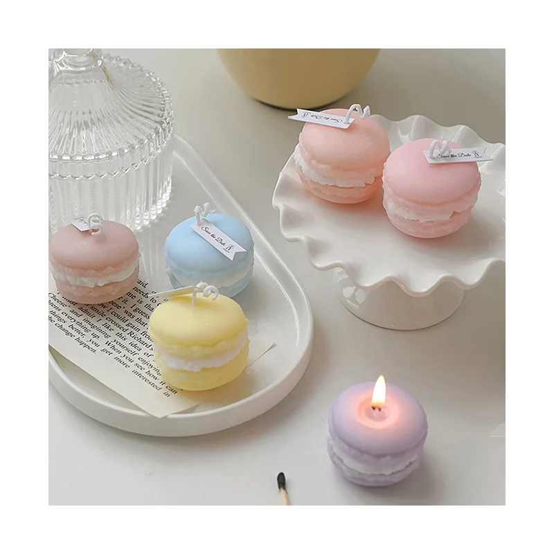 Home Decor Creative Cute Simulated Desserts Food Shaped Macaroon Scented Candle for Party Decor