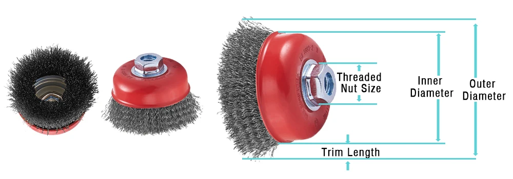 For Angle Grinder M10, M14, M16, 5/8'-11 Thread 3-9inch Steel/Stainless Steel Crimped Wire Cup Brush