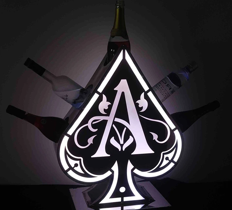 5 in 1 LED metal ace of spade VIP bottle service presenter glorifiers display for liquor vodka wine tequila champagne