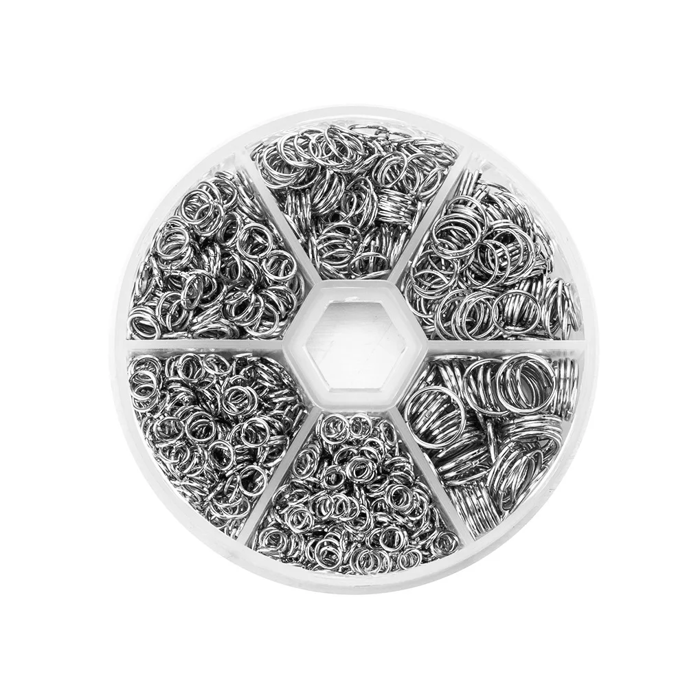 1390PCS 4mm 5mm 6mm 7mm 8mm 10mm Metal Circles Mixed Sets Jump Righs for DIY Earring Bracelet Necklace Jewelry Ornaments