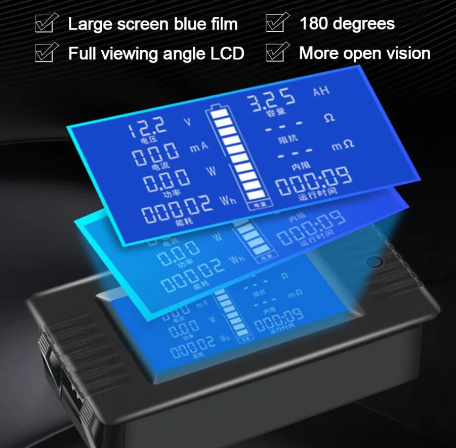 Multifunction Battery Monitor Meter Battery Test Detector DC Voltage Current Power Internal External Resistance Residual Tool