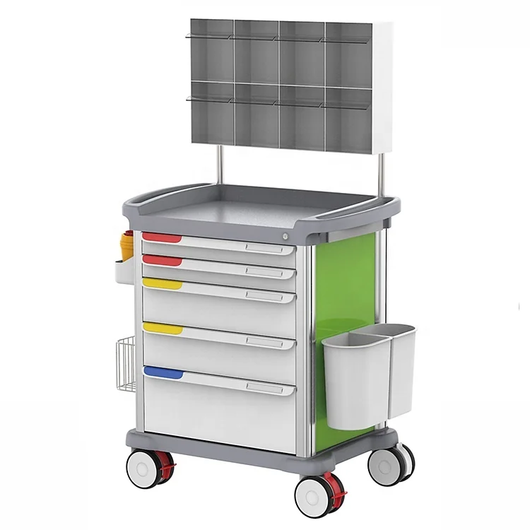 Hochey Medical Equipment Medicine ABS Emergency Trolley Cart For Hospital