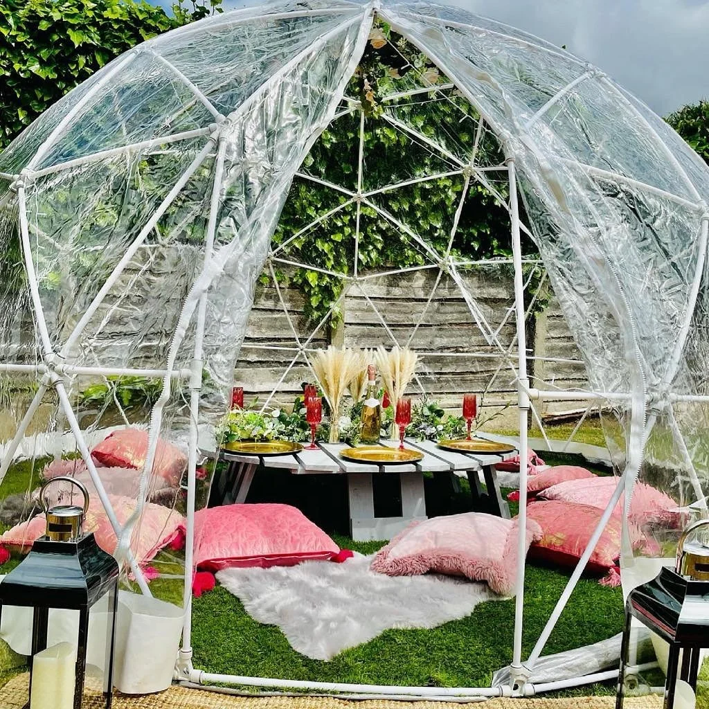 Waterproof Outdoor Transparent 6-8 Person Geodesic Dome Tent Small Pvc Clear Plastic Garden Igloo Dome Tents