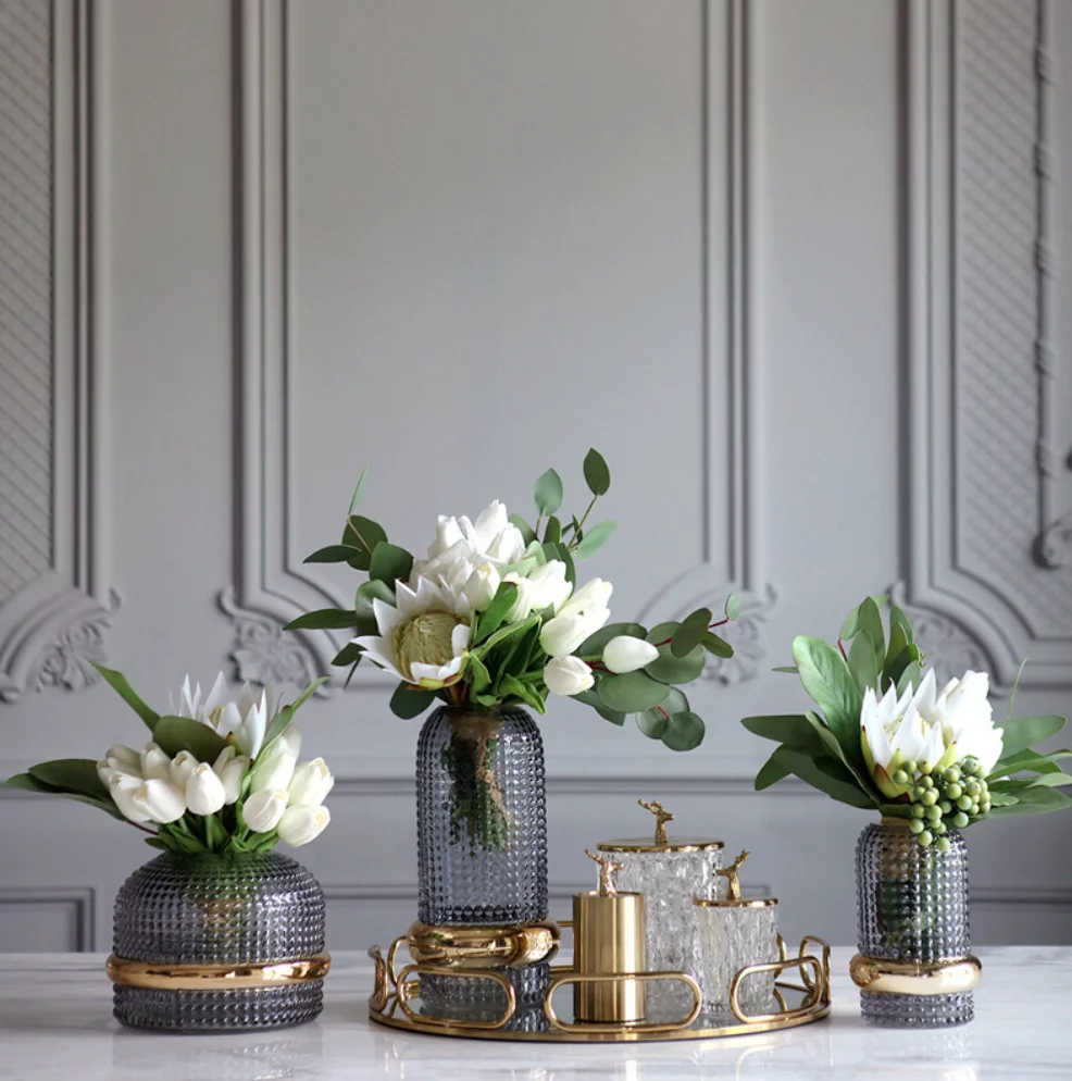 drop shipping ins Green Phnom Penh Transparent Glass Vase Floral Simple Modern Hydroponic Floral artificial flower glass vase