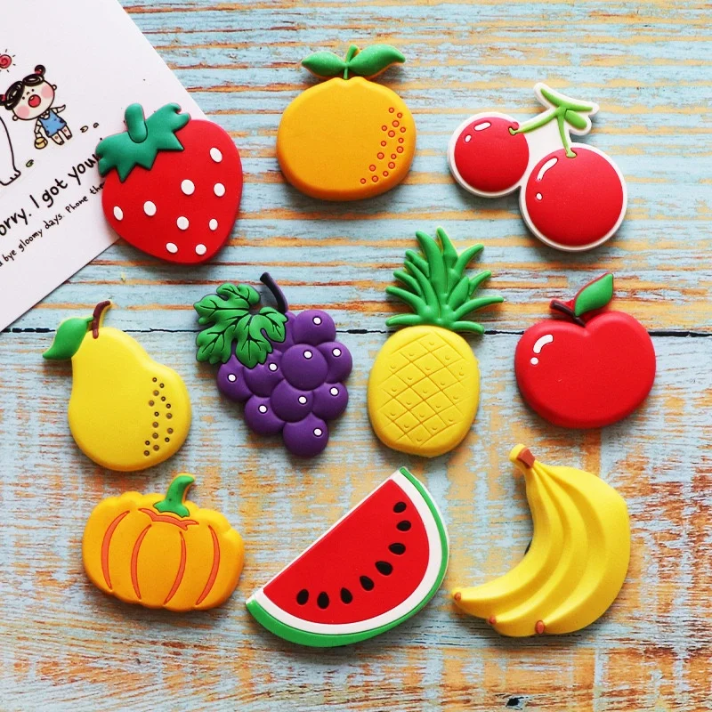 Wholesale Fruit Rubber Fridge Magnet 3D Soft PVC Magnetic Vegetable Refrigerator stickers