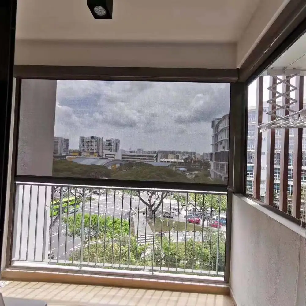 metal security transparent balcony weatherproof motorized outdoor zipper roller blinds for restaurant