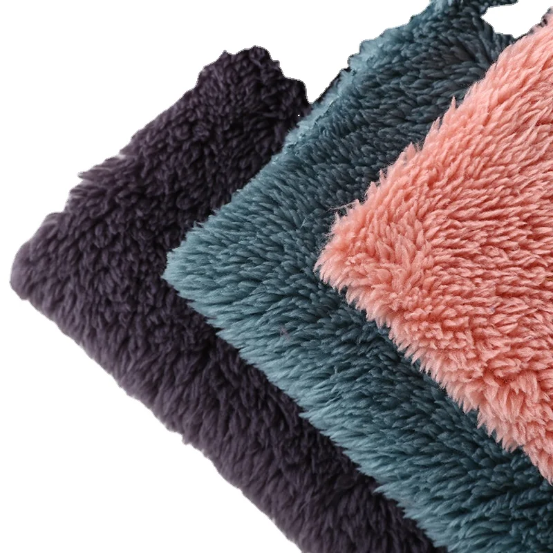 Shu Velveteen Pile Plush Fabric Knit Polyester Faux Fur two-side Sherpa Shu Velveteen fabric