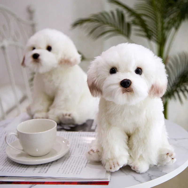 Factory Price 26cm Realistic Plush White Maltese Dog Stuffed Animal Puppy Dog Toys Soft Plush Pillow Birthday for Kids
