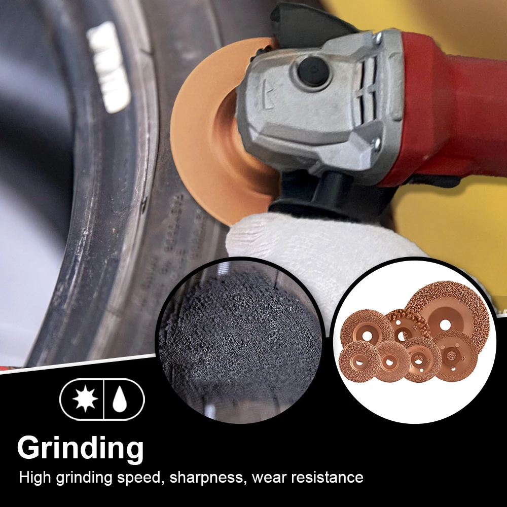 Vacuum Brazed Tungsten Carbide Grinding Wheel Wood Sanding Carving Shaping Disc Fabric Rubber Grinding Disc for Angle Grinder