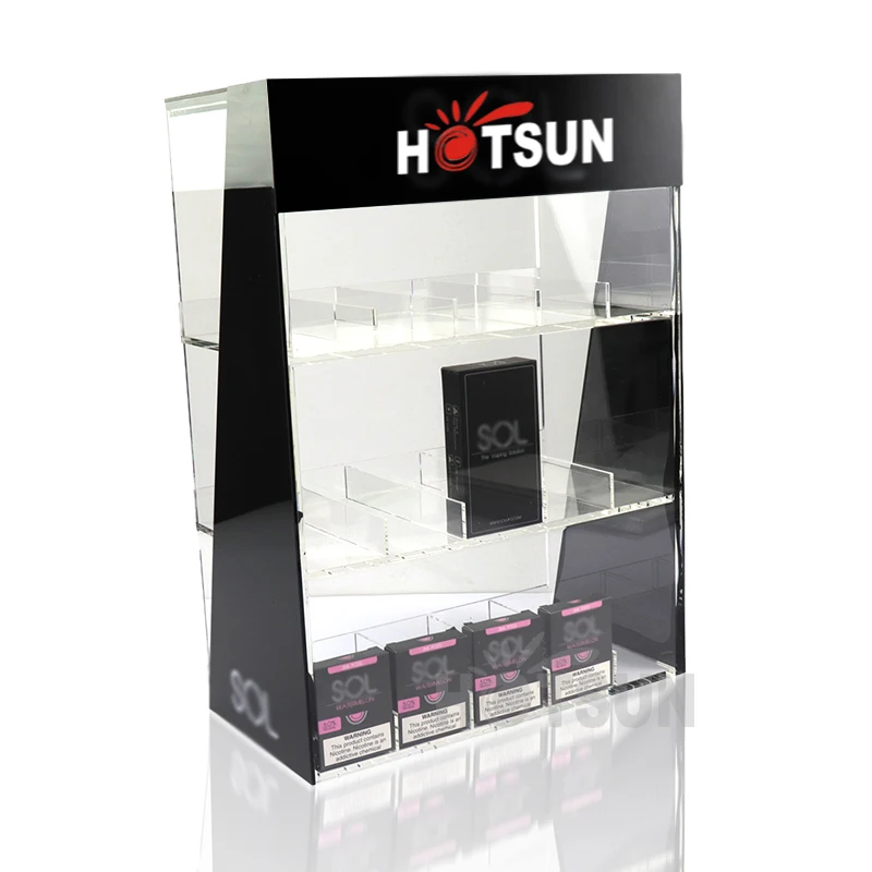 Retail store display Custom 3 tier Acrylic Essential Oil Display Stand Liquid Box Dispenser Counter Top with Pusher