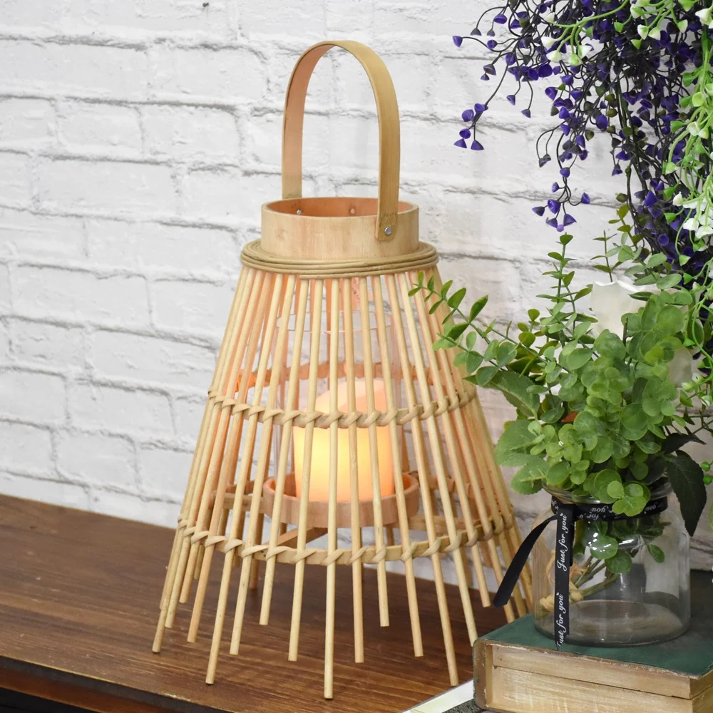 
Luckywind Uniquely design Rustic Bamboo Lantern, China Suppliers Room Decoration Bamboo Candle Lantern With Handle 