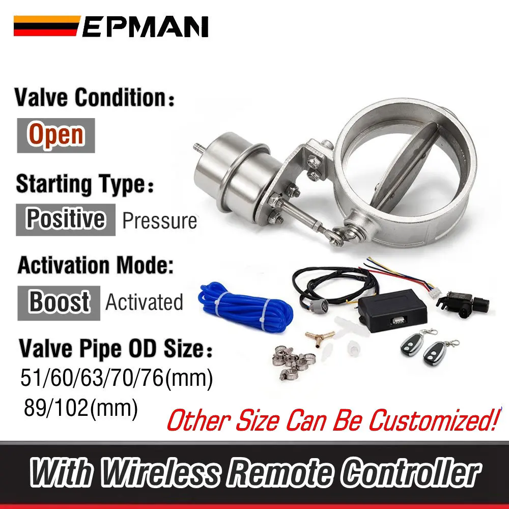 Electrical Exhaust Control Valve Boost Actuator Cutout 76mm 89mm 102mm Open Wireless Remote Controller Set EP-CUT-OP-BOOST-BZ
