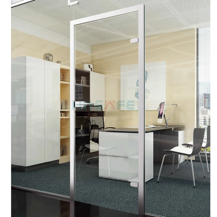 New office frameless swing glass door stainless steel hinge frameless glass swing casement flush door security glass swing door