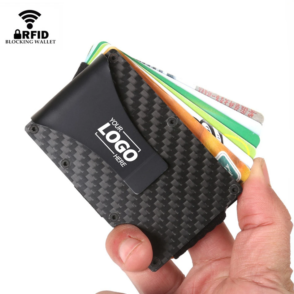 Изготовленный на заказ RFID минималистский бумажник из углеродного волокна для мужчин-тонкий передний карман металлический держатель карт подарки