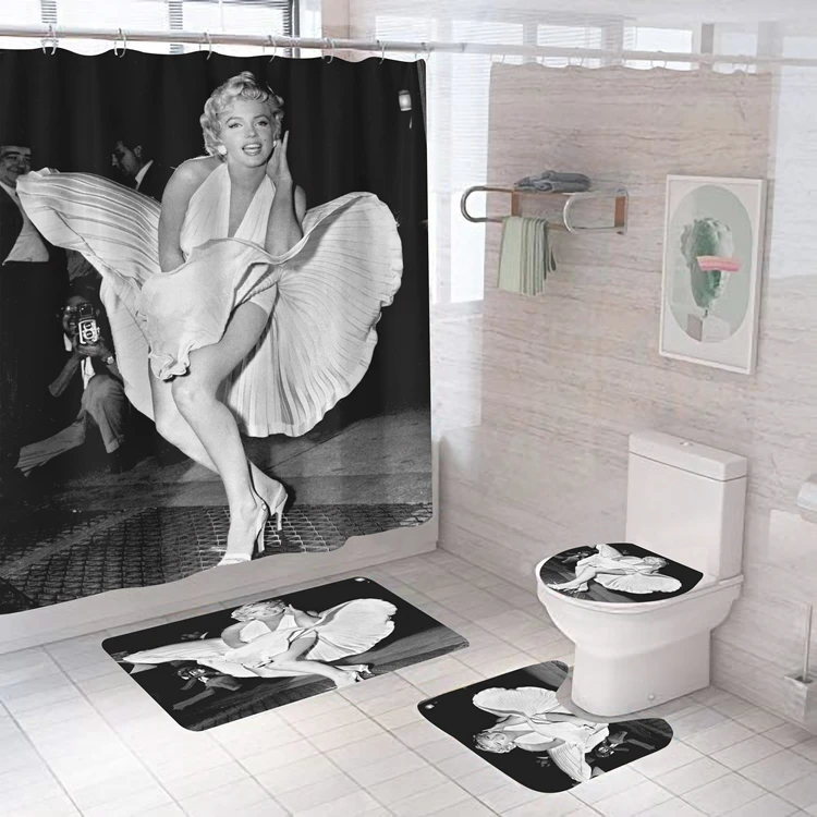 Marilyn Monroe Custom Shower Curtain Printing Luxury Bath Curtains 3D Bathroom Sets With Shower Curtain And Rugs (1600332506144)