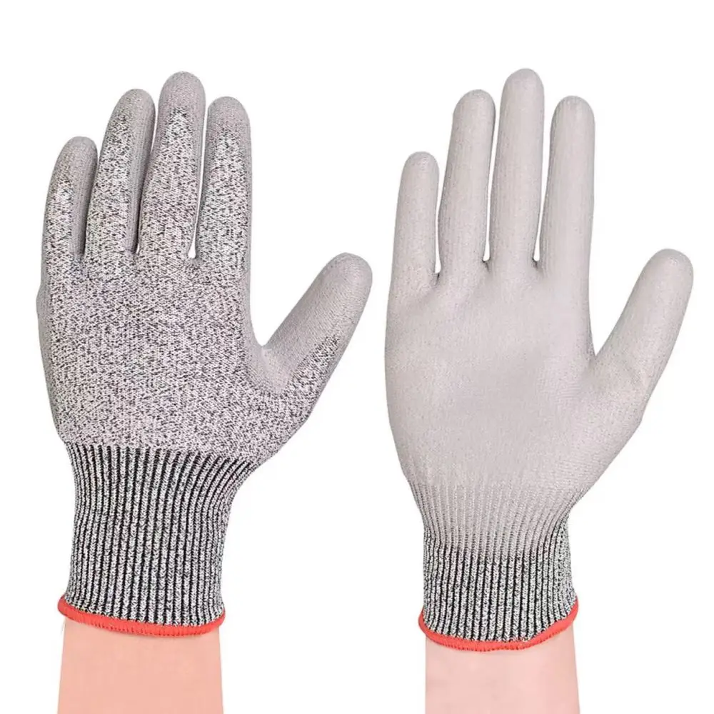 Industrial High dexterity Cut Protection PU palm coated HPPE Anti cut 5 safety Gloves EN388