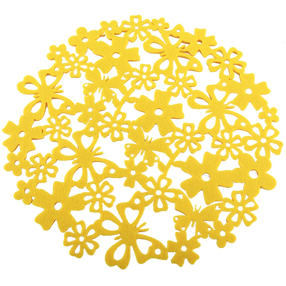 Insun Wholesale 32cm Round Yellow Green Felt Table Mat Felt Cup Pads Felt Coaster Easter Decor