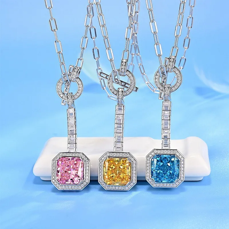 Sunnice accept oem odm s925 real sterling silver jewelry sets high quality 925 fine necklaces with emerald diamonds chains