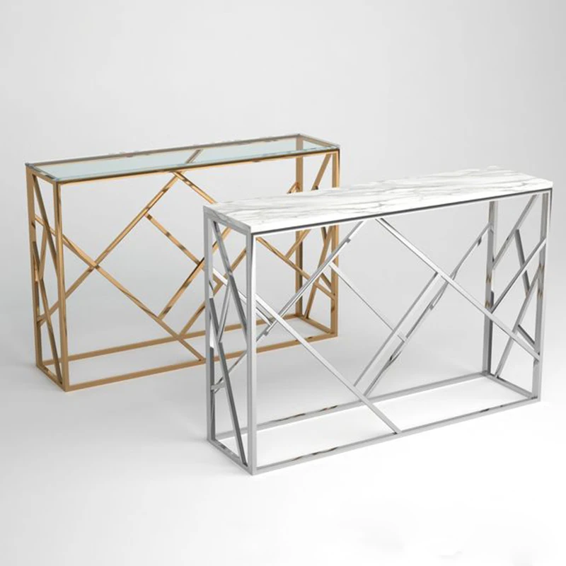 2021 new model water cube design Stainless Steel   Console Table golden dining living room