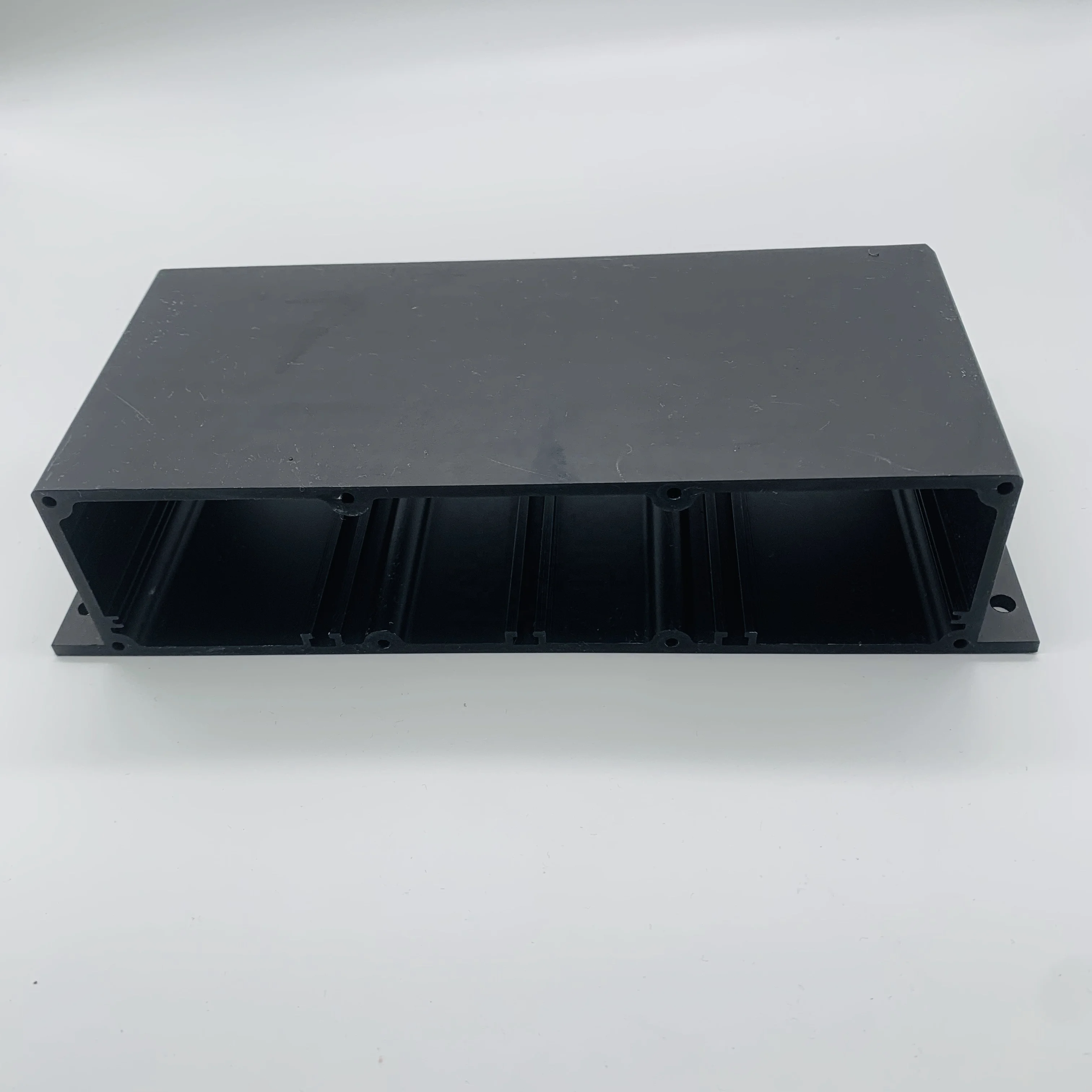 Custom Al6063 Anodised Black Big Section Aluminum Extrusion Profile with CNC machining for Electronic Enclosure Box