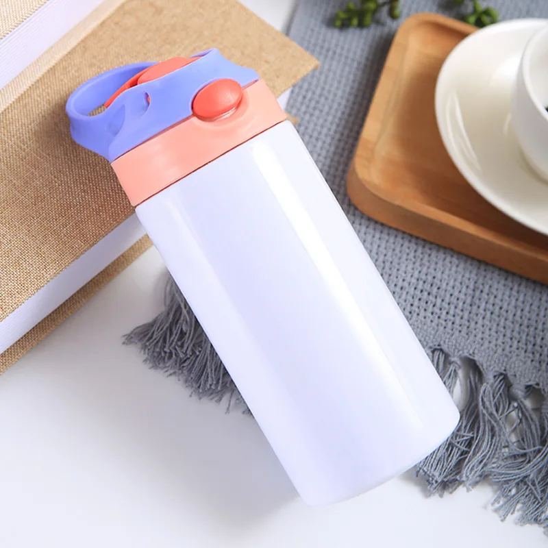 12oz 350ml Sublimation Blanks Kids Cup Stainless Steel Flip Top Straight Water Bottle Kids Sublimation Tumbler