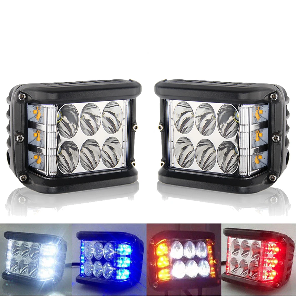 Factory Led Strobe Pod Yellow White Bule Red Led Driving Auxiliary Motorcycle Offroad Truck 3 inch Side Shooter Led Work Light