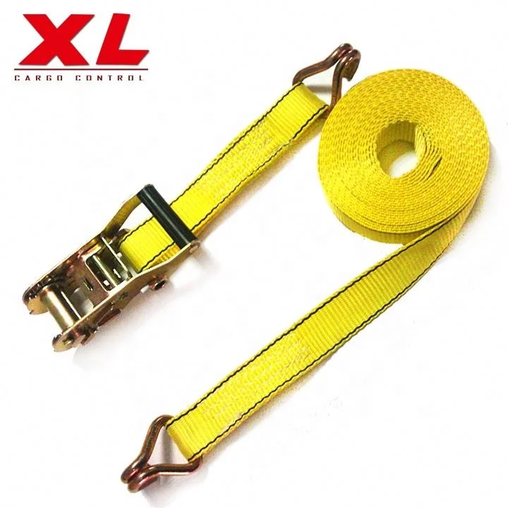 heavy duty 3.8cm soft loop polyester cargo lashing tie down truck ratchet strap Rescue car belt with hooks transport belt