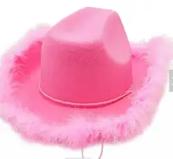 Haiwin индивидуальная розовая ковбойская шляпа Kiss Me Quick с пушистыми перьями шляпа для женщин