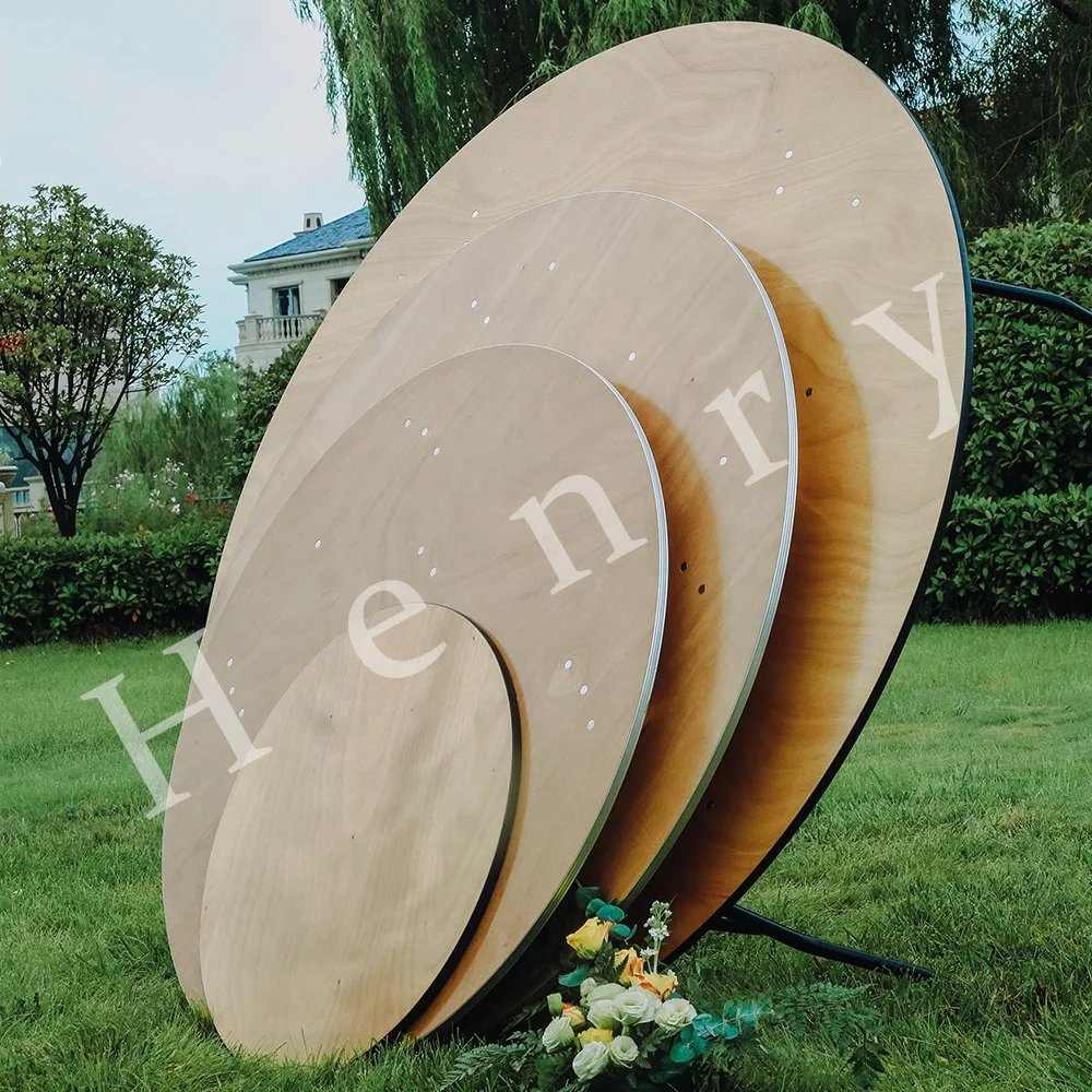 China Manufacturer Plywood 5ft Round Dining Banquet Folding Wedding Tables and Chairs