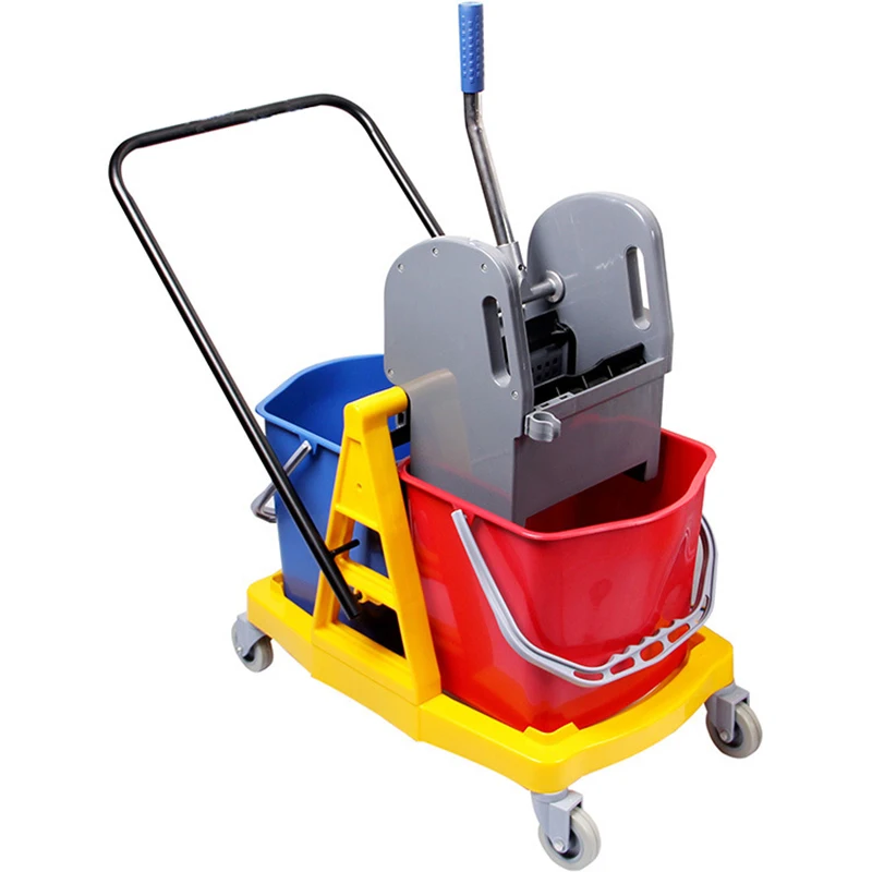 25l wringer bucket easy Plastic  housekeeping trolleys mini mop cleaning bucket and mop double bucket trolley