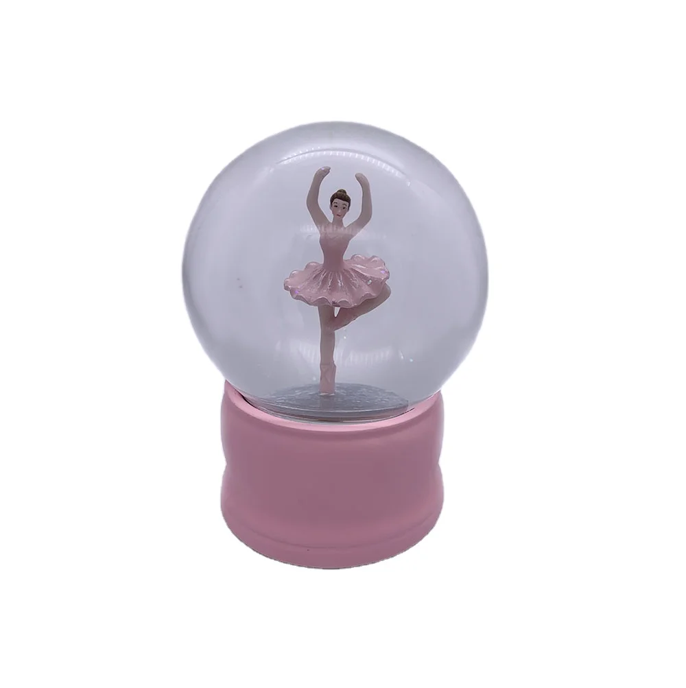 
Buy snow globe 120MM Musical Lovely Design Resin Pink Balleria Rotatable Snow Globe 