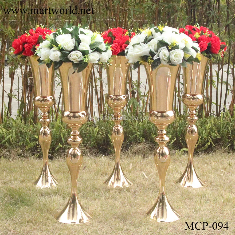 wholesale metal trumpet vase decor wedding decorative  tall table centerpiece for party indoor/outdoor decoration(MCP-09