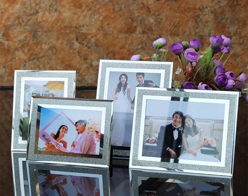 
Colored Frosted Glass Edging Crystal Cube 3d Crystal Photo Frame Wholesale Picture Frames 