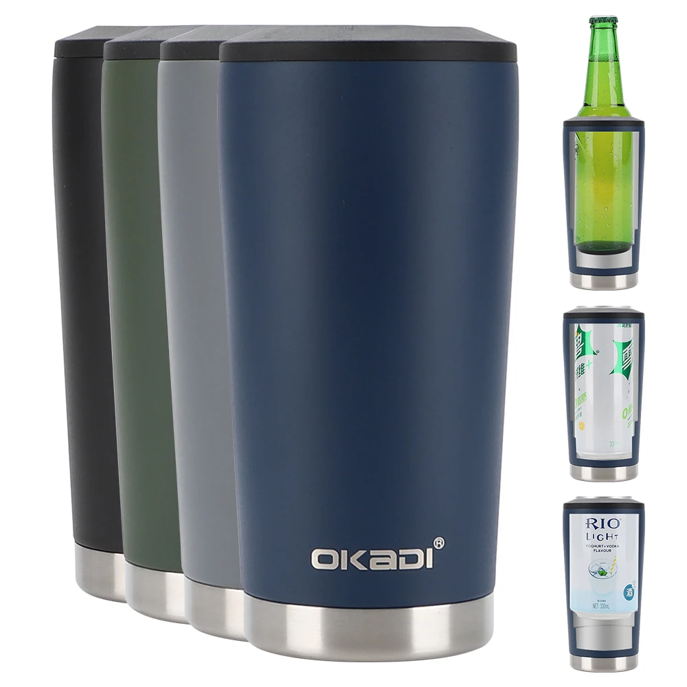 OKADI High Quality Holder Insulated 4-1 Beer Can Holder Printed Stainless Steel Can Cooler