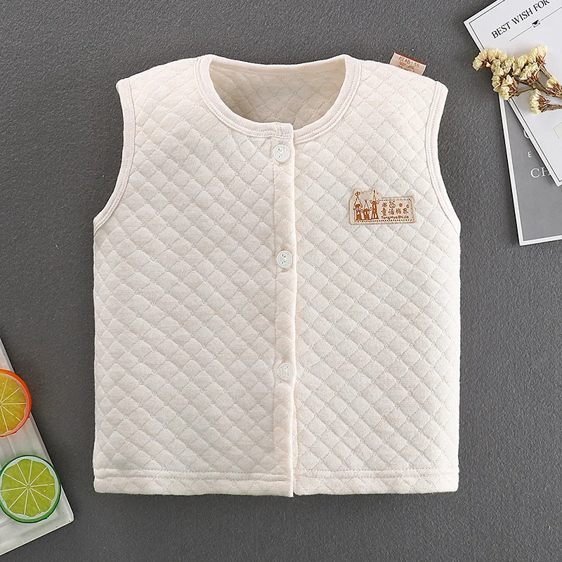 
Baby cartoon comfortable and warm sleeveless vest boys and girls buttons children spring and autumn casual vest 