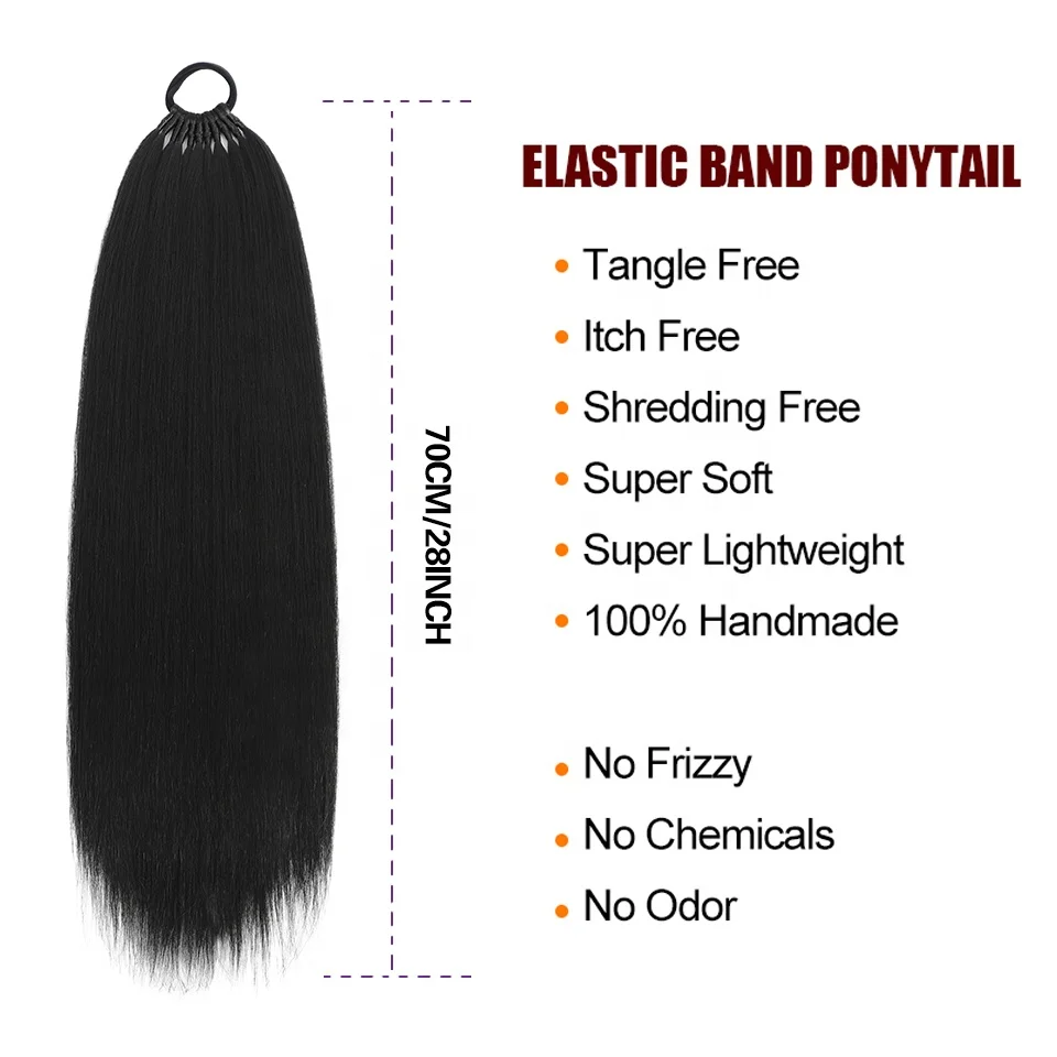 Wholesale24 28Inch Long Straight Poonytail Attachment Synthetic Ponytail Hair Extensions Feel Like Brazilian Human Hair Ponytail