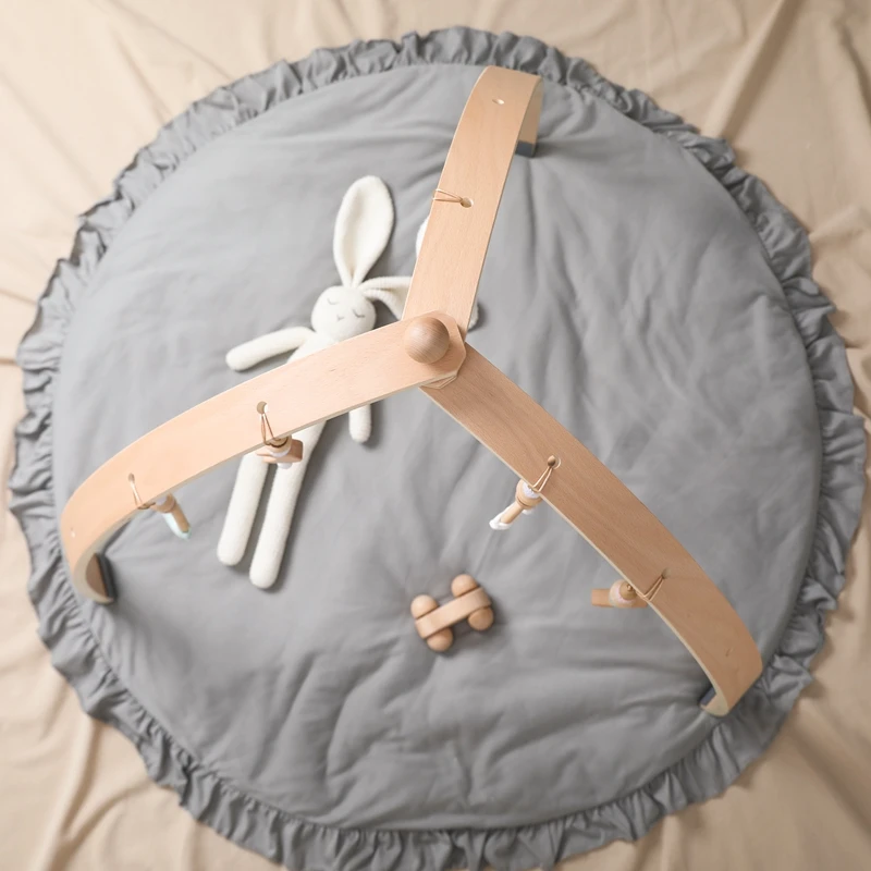 Logo Accept Wood Baby Toy Triangular Fitness Frame Baby Activity Play Gym With Baby Teething Toy