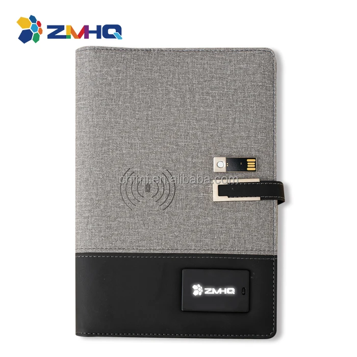 factory professional manufacture business power bank notebook 32G usb flash drive notebook with power bank and usb and light