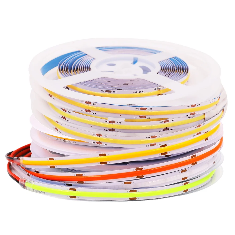Светодиодные ленты высокой плотности без светодиодных точек светодиодные полосы пятен теплый белый свет 2700 к 24 В 320 светодиодов гибкая клейкая Светодиодная лента Cob
