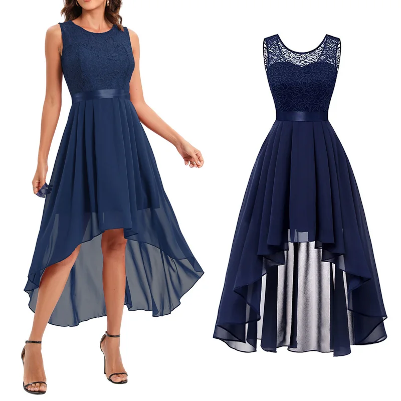 2022 Sleeveless Lace Chiffon Ball Gown Bridesmaid Dresses Wedding Party Robes Long Style Brides Maid Dress Vestidos