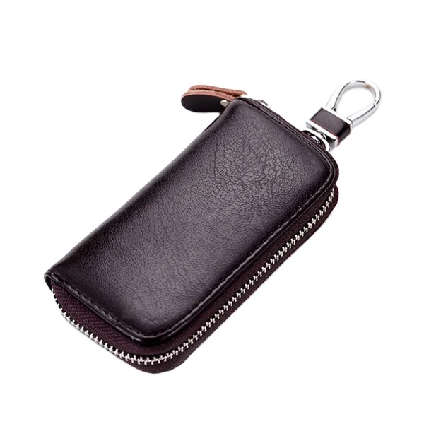 BSCI audit factory leather car key case bag wallet car key chain holder ring with 6 hooks snap closure,car key bag