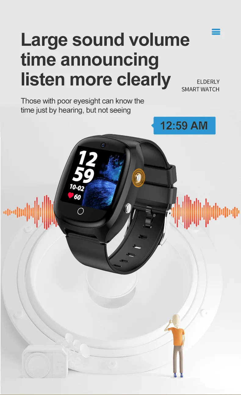 Medical Alert Systems Security Solution 4G Tracker Elderly Gps VD300 Call SmartWatch Location Fall Detection Monitor Smart Watch