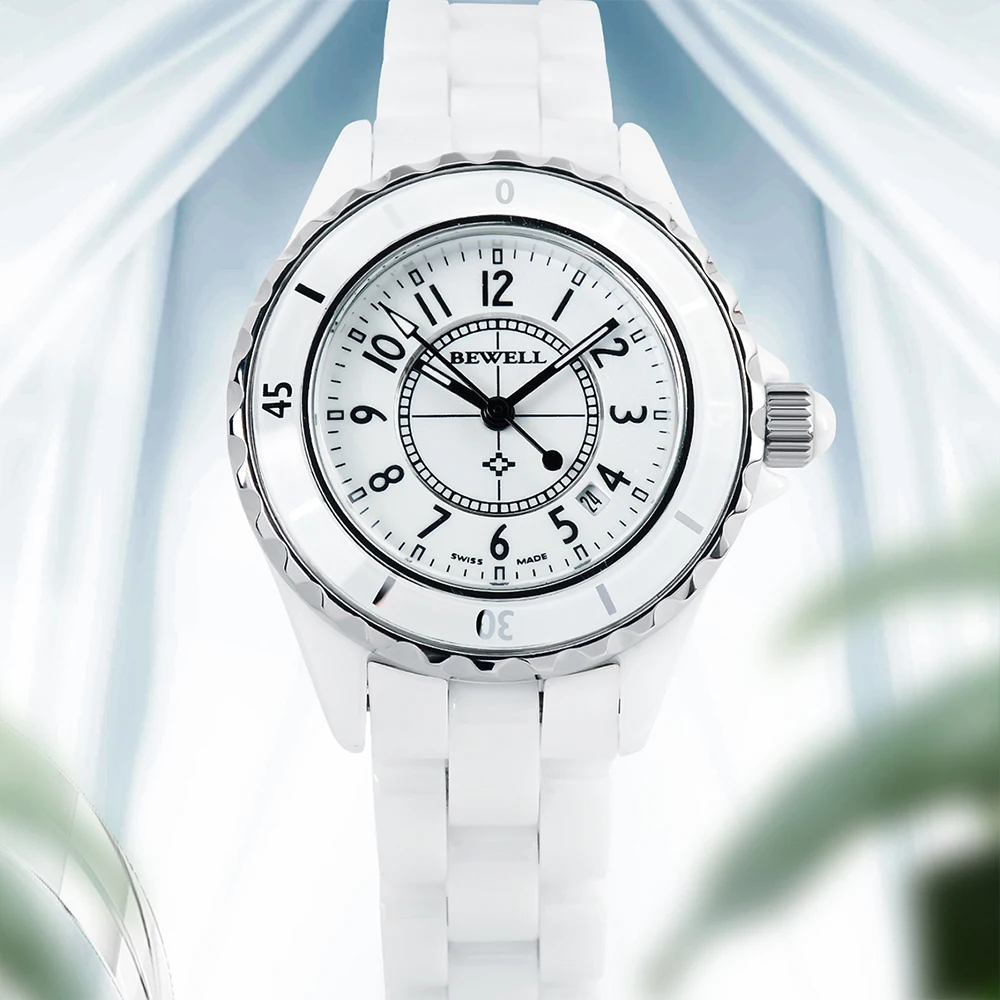 2023 bwell белые наручные часы для женщин керамические женские часы 3 АТМ водостойкие элегантные женские часы с индивидуальным логотипом