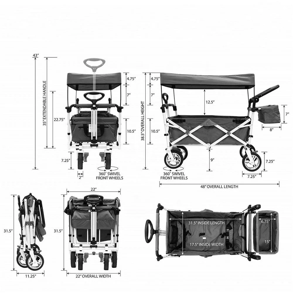 
China OEM Custom Outdoor Off-Road Luxury Baby Pram Lightweight Baby Carrier Foldable Wagon 